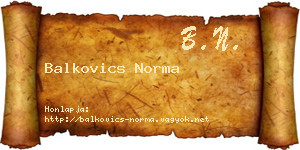 Balkovics Norma névjegykártya